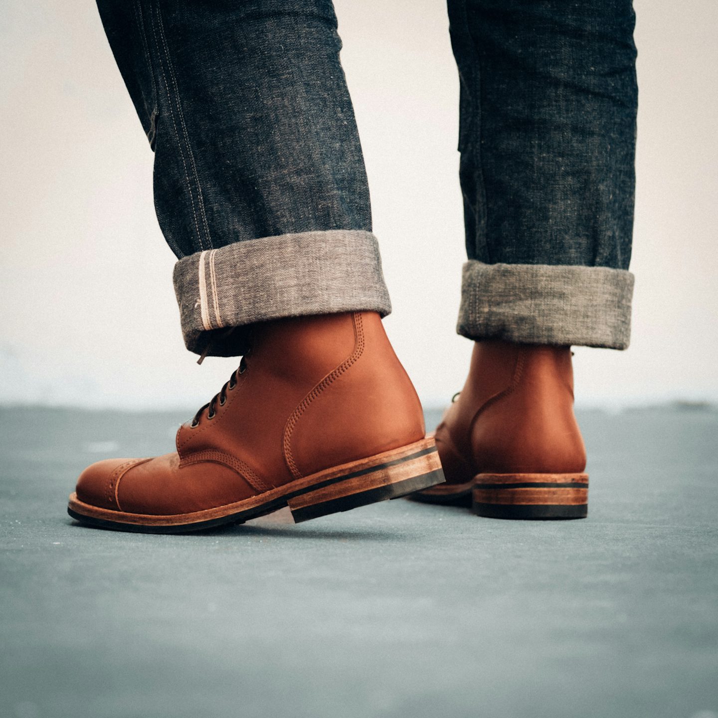 スティームファスト Cap-Toe Field Boot - Brown Elbamatt Liscio, Dainite Rubber-Studded