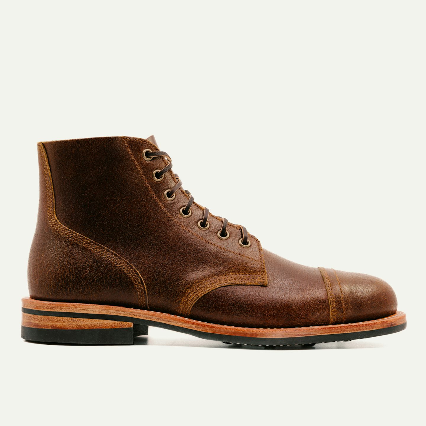 Cap-Toe Field Boot - Horween Cinnamon Waxed Flesh Chromexcel, Oak Street Bootmakers, $518
