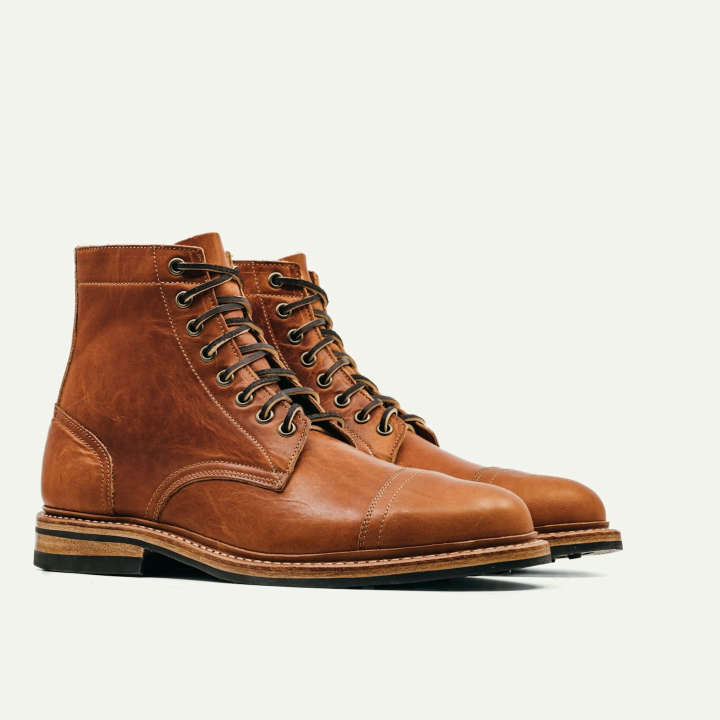 Cap-Toe Trench Boot - Horween English Tan Dublin, Dainite Rubber