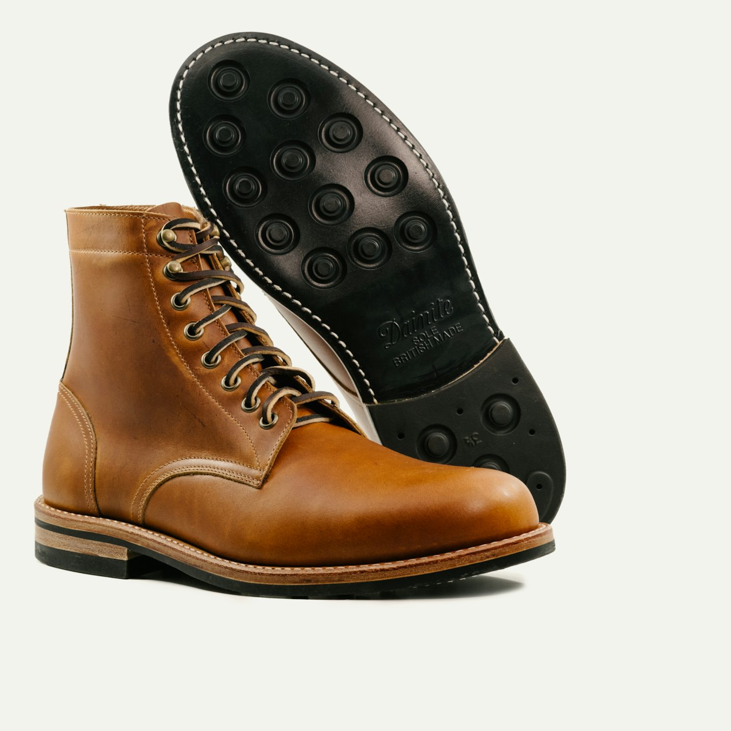 Trench Boot - Seidel British Tan Domane, Dainite Rubber-Studded