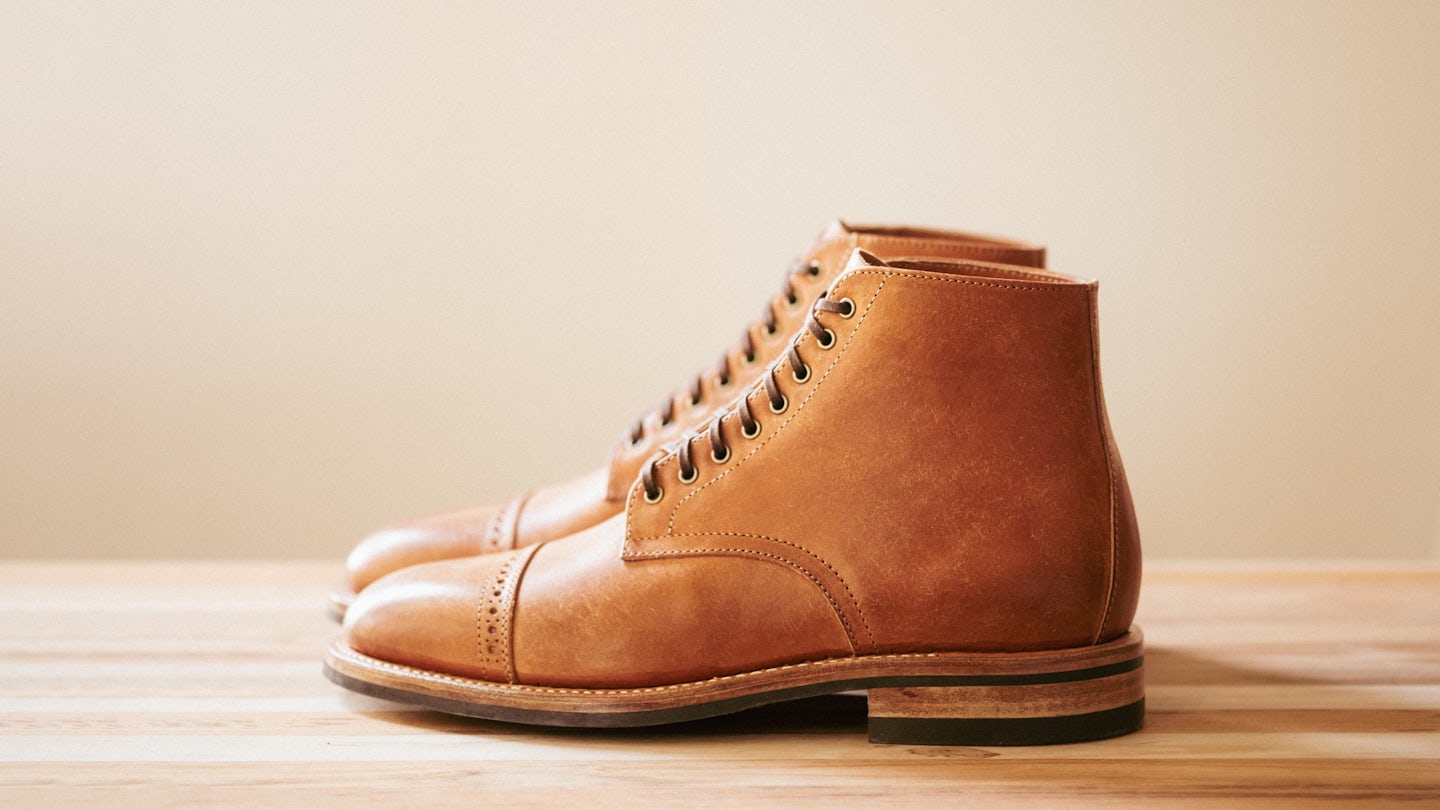 Cap-Toe Lakeshore Boot - Cognac Pueblo Veg Crust, Dainite Rubber-Studded  Sole - Made in USA | Oak Street Bootmakers