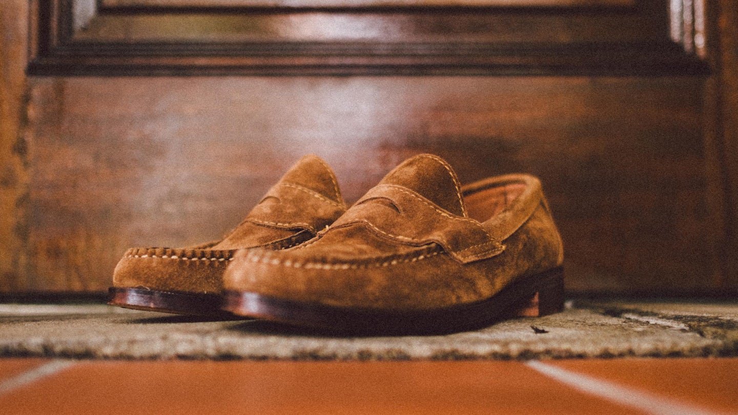 Snuff Janus Suede Penny Loafer - Detail Image Three