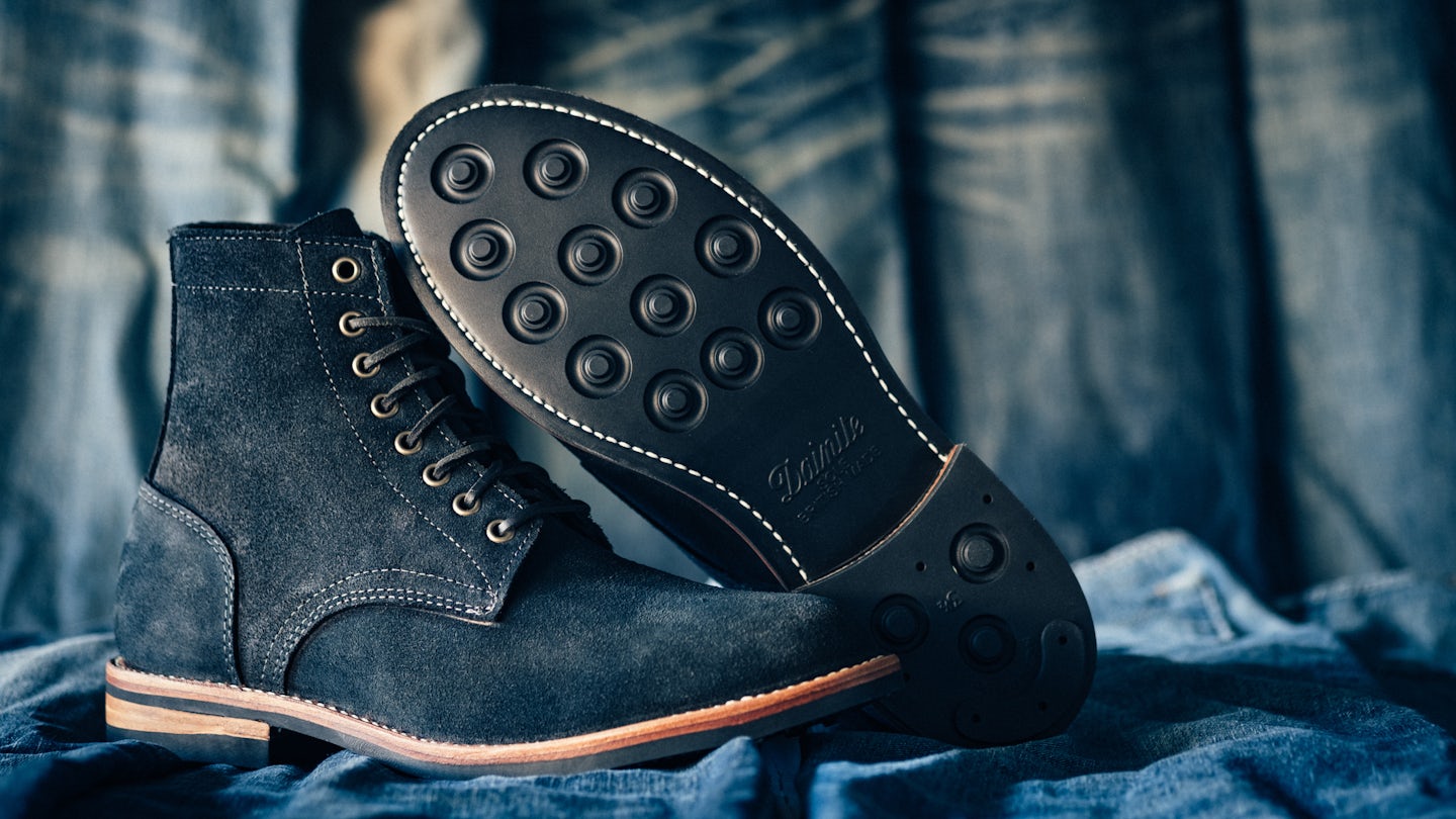 Trench Boot - Natural Indigo Chromexcel Roughout, Dainite Rubber