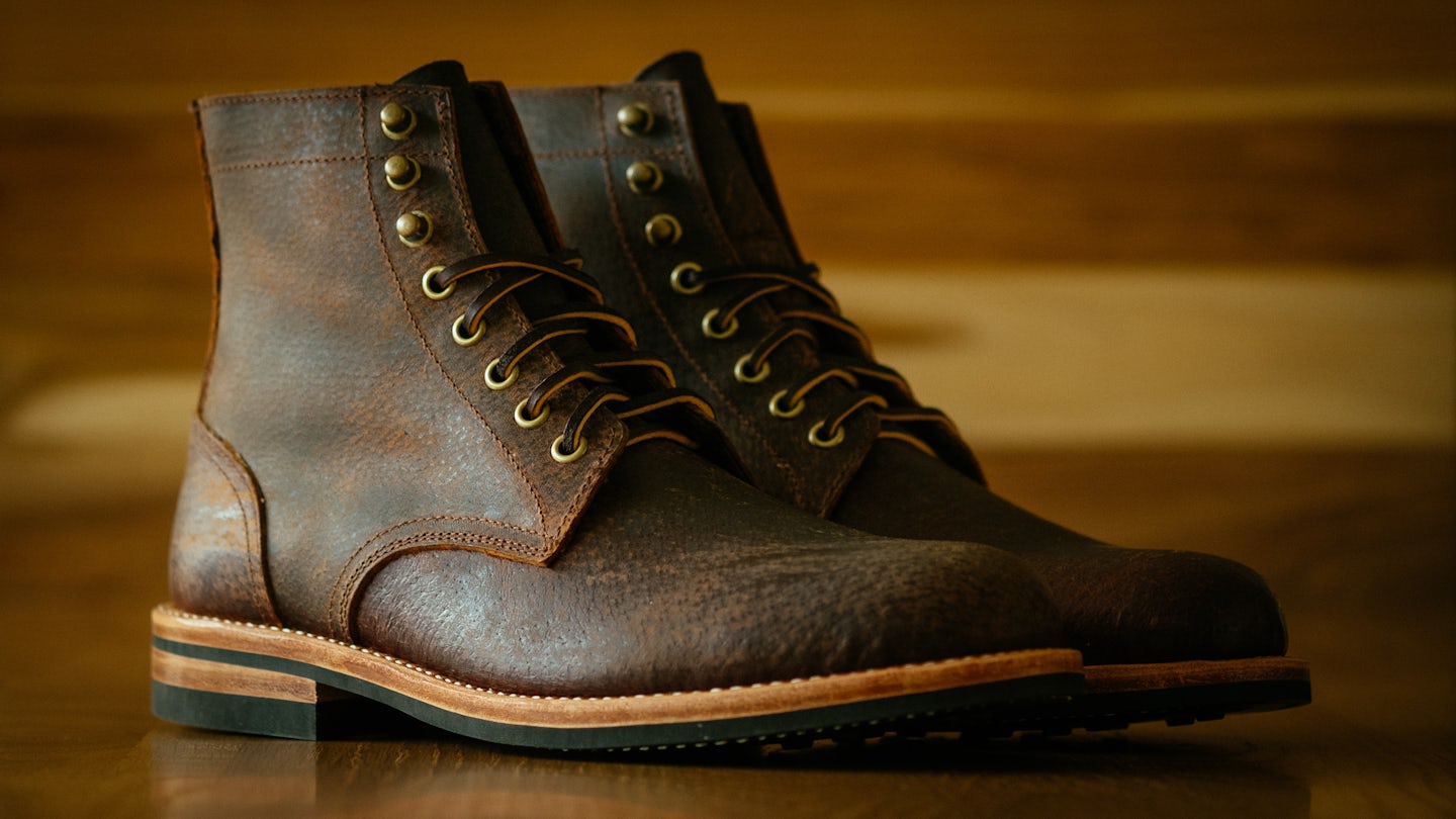 Trench Boot - Dark Waxy Wild Boar, Dainite Rubber-Studded