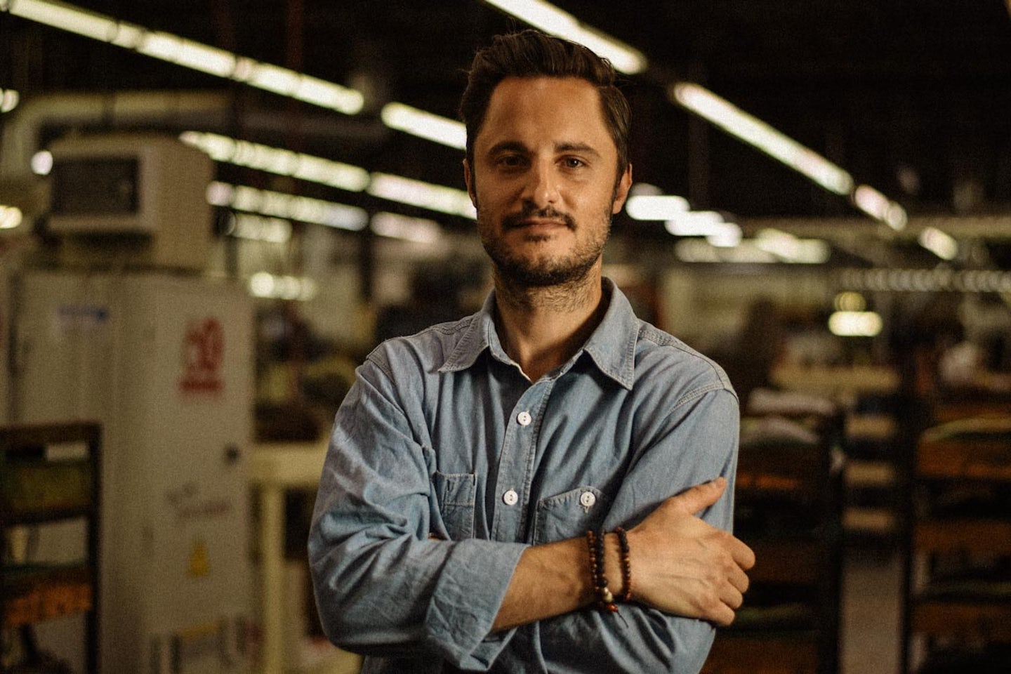 George Vlagos, Oak Street Bootmakers Founder & Design Director at an Oak Street Bootmakers factory