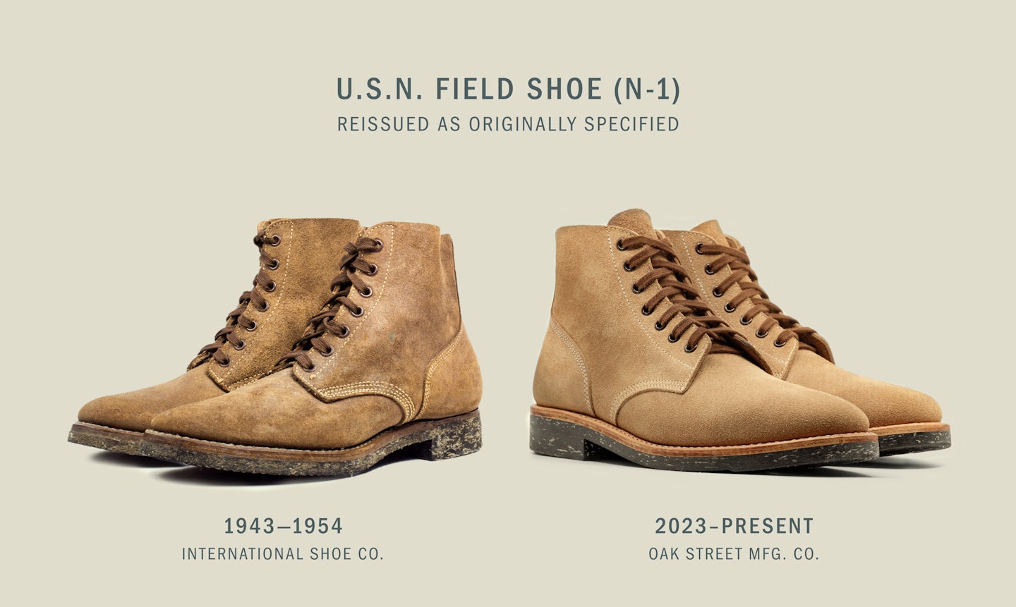U.S.N. Field Shoe (N-1) - Natural Chromexcel Roughout, Dr. Sole 