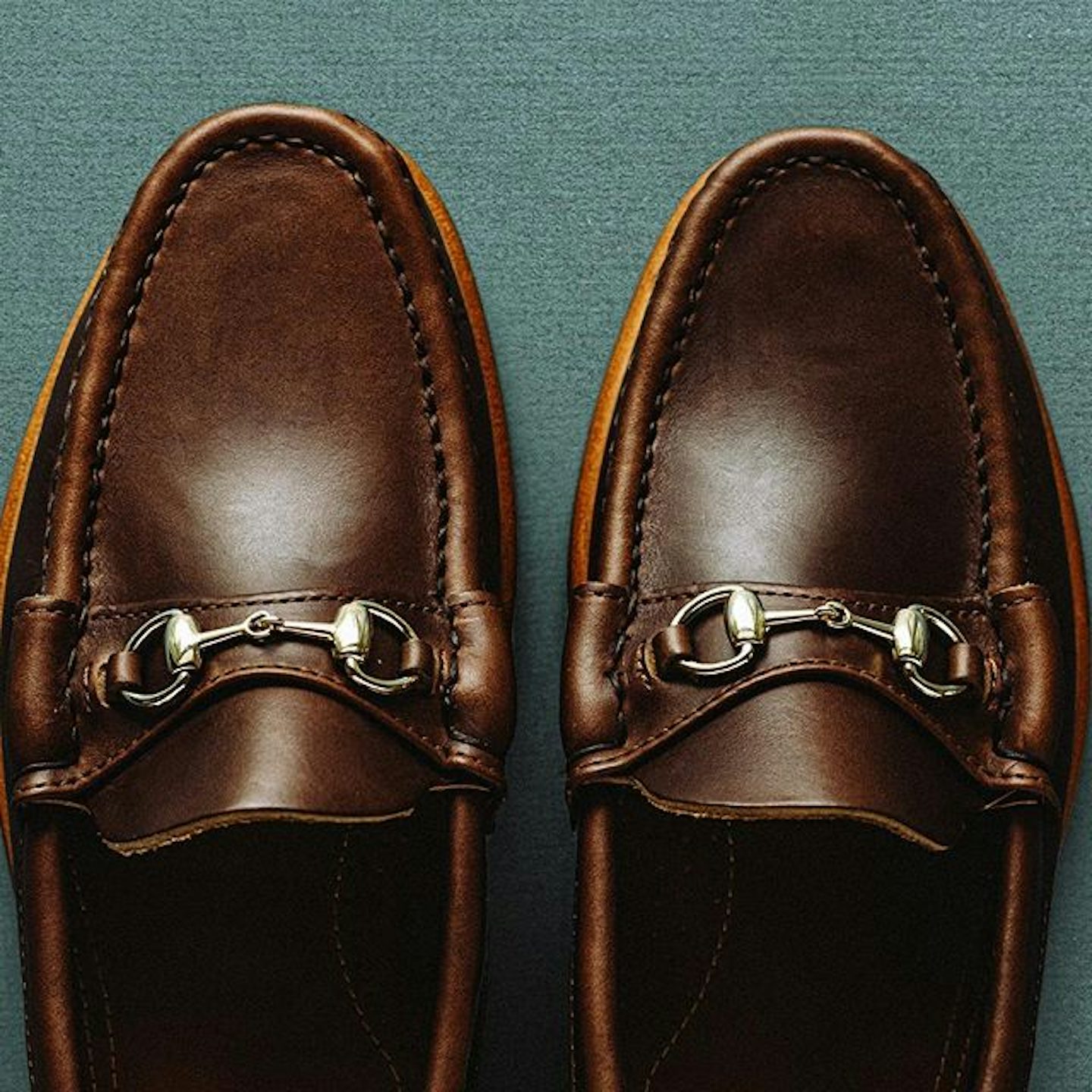 Top view of Oak Street Bootmakers Bit Loafer in Brown Chromexcel