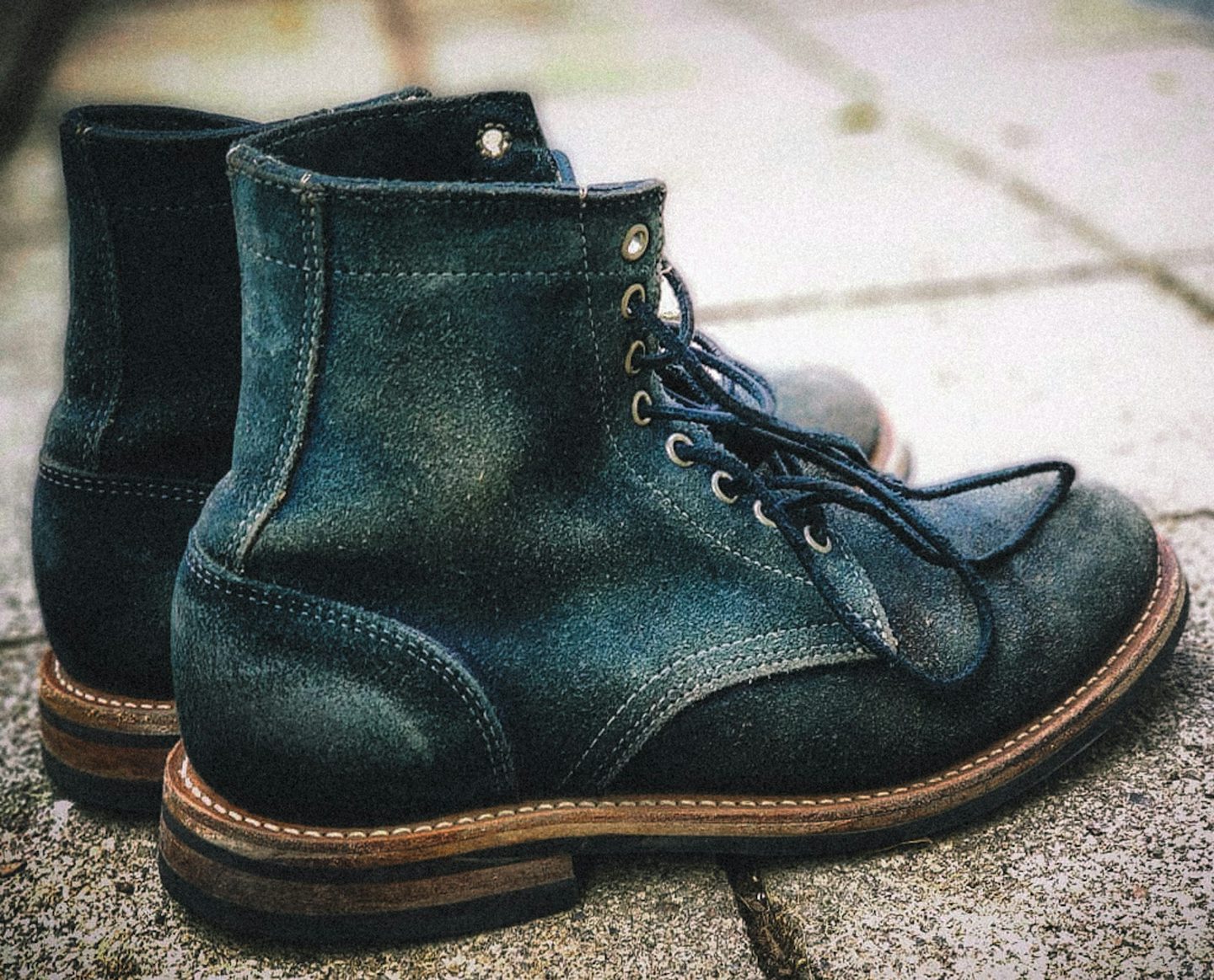 Trench Boot-Natural Indigo Chromexcel Roughout Patina